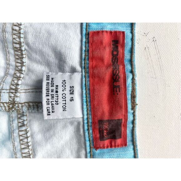Vintage Y2K 90s Blue Jean Mini Skirt Mossimo Faded Distressed XL Juniors 15 Cott - Picture 8 of 11